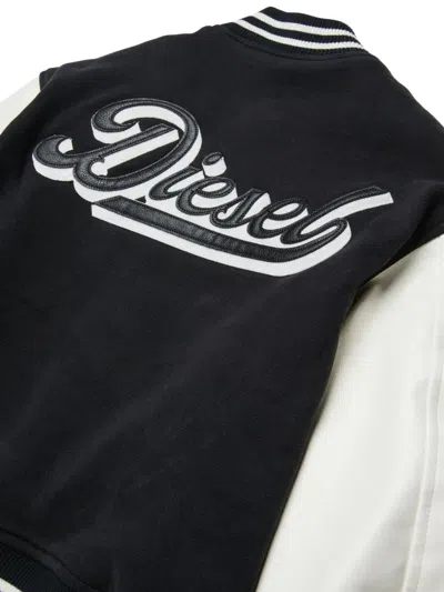 Diesel Logo-patch Bomber Jacket In Black