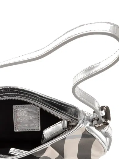 Pre-owned Burberry Check-pattern Shoulder Bag In Gray