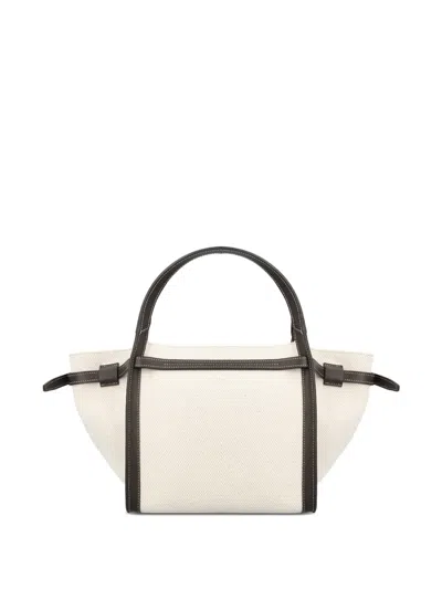 Tod's White Tote Bag With Front Leather Buckled Belt In Cotton Blend Woman