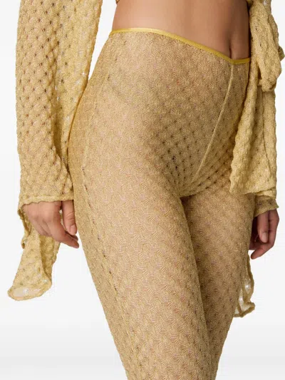 Missoni Pattern Knitted Beach Pants In Gold