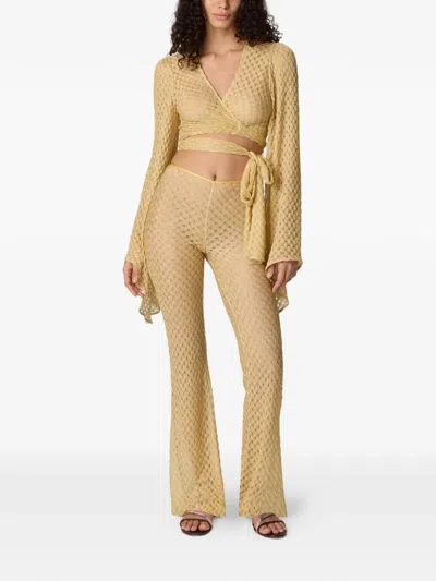Missoni Pattern Knitted Beach Pants In Gold