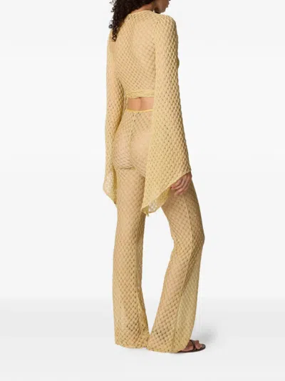 Missoni Pattern Knitted Beach Pants In Gold