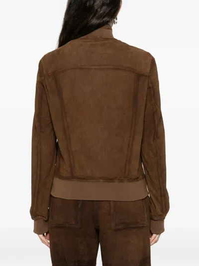 P.a.r.o.s.h Buttoned Suede Jacket In Brown