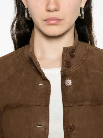 P.a.r.o.s.h Buttoned Suede Jacket In Brown