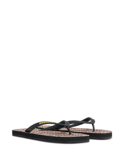 Dsquared2 Wild2 Flip Flops Black In Brown