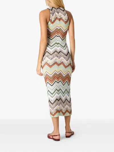 Missoni Ärmelloses Langkleid Aus Baumwolle Und Viskose Mit Fischgrätmuster In Multi