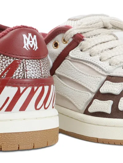 Amiri Brown Xl Skel Top Low Cow Leather Sneakers In White