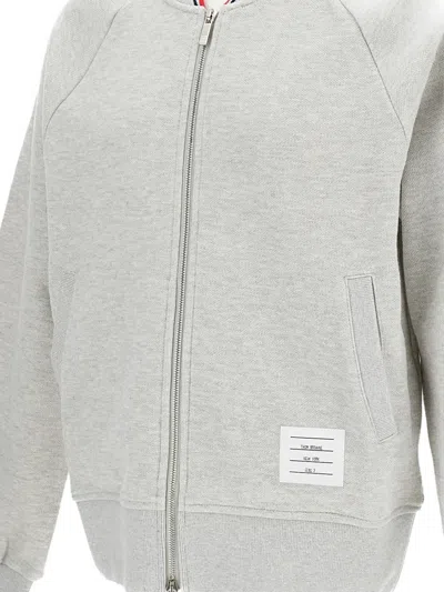 Thom Browne Pique Loopback Bomber In Gray