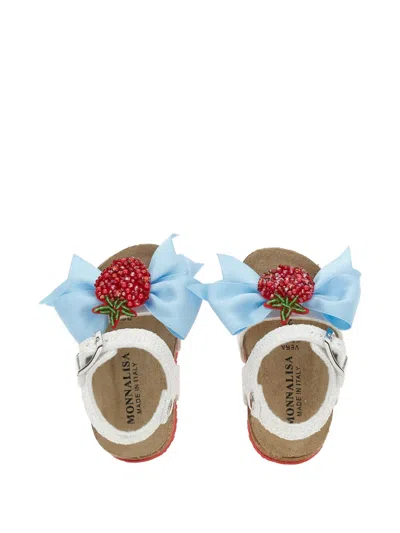 Monnalisa Beaded Bow Sandal In Multi