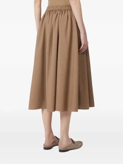 Max Mara Drawstring Elasticated Skirt In Brown