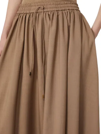 Max Mara Drawstring Elasticated Skirt In Brown