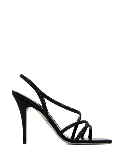René Caovilla Erin Sandals Open Toe Textured Straps In Black