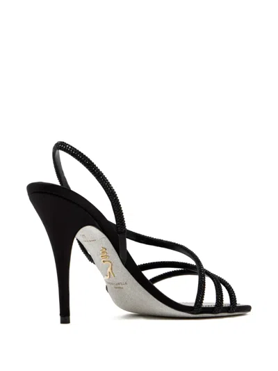 René Caovilla Erin Sandals Open Toe Textured Straps In Black