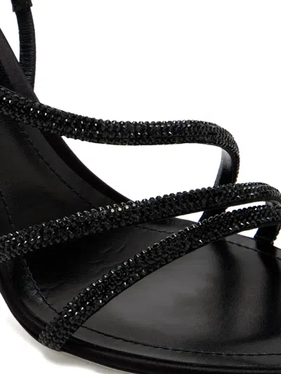 René Caovilla Erin Sandals Open Toe Textured Straps In Black