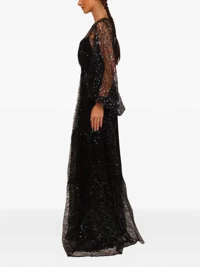 Baruni Jumana Long-sleeve Maxi Dress In Black