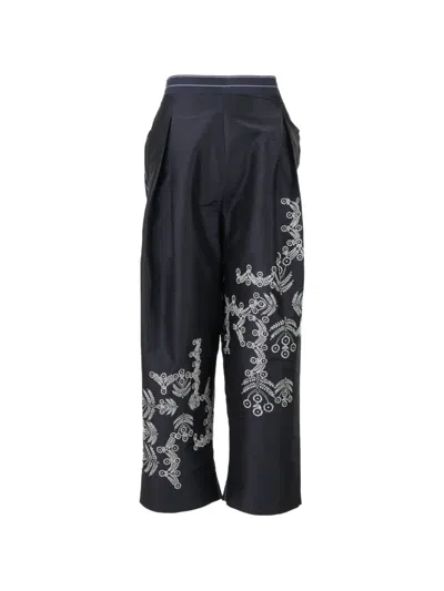 Biyan Striped-pattern Trousers In Blue