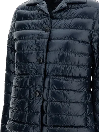 Herno Quilted Blue Down Jacket With Button Fastening In Blue