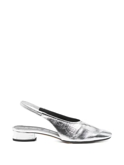 Aeyde Womens Silver Dua Slingback Leather Flats Eur 40.5 / 7.5 Uk In Multi