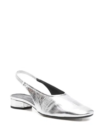 Aeyde Womens Silver Dua Slingback Leather Flats Eur 40.5 / 7.5 Uk In Multi