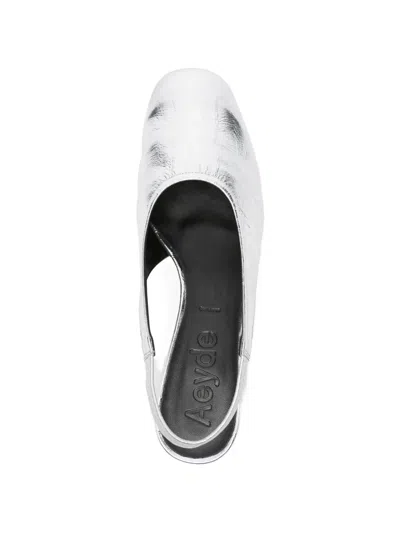 Aeyde Womens Silver Dua Slingback Leather Flats Eur 40.5 / 7.5 Uk In Multi