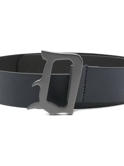 Dondup Logo-buckle Belt In Blue