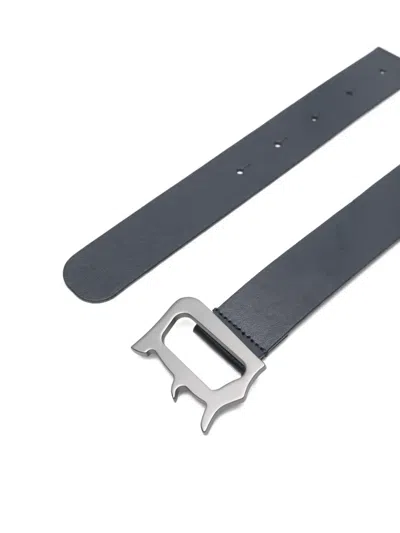 Dondup Logo-buckle Belt In Blue