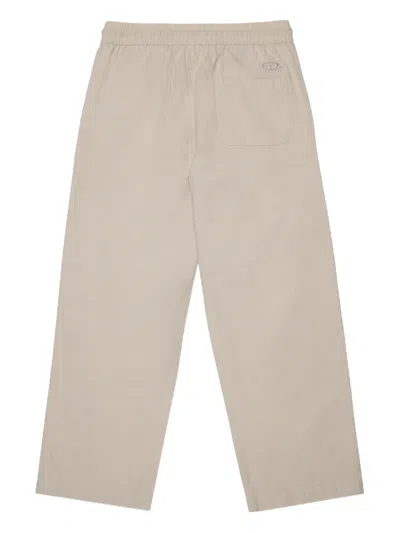 Diesel Drawstring Embroidered Trousers In Neutral