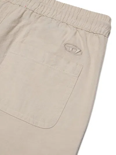 Diesel Drawstring Embroidered Trousers In Neutral