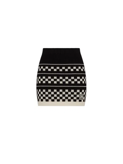 Amiri Knit Check Mesh Mini Skirt In Black