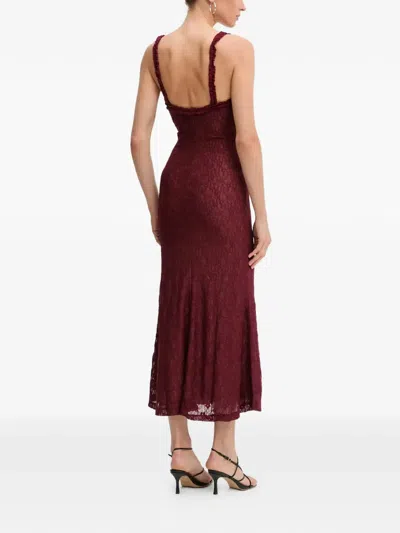 Bardot Alegra Sleeveless V-neck Stretch Lace Midi Dress In Red