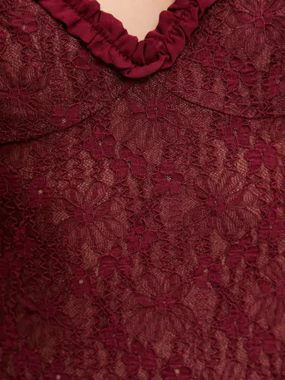 Bardot Alegra Sleeveless V-neck Stretch Lace Midi Dress In Red