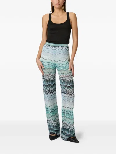 Missoni Chevron-pattern Trousers In Blue