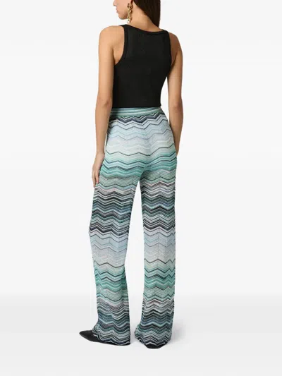 Missoni Chevron-pattern Trousers In Blue