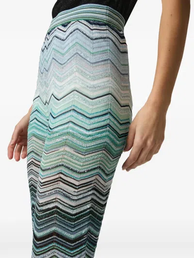 Missoni Chevron-pattern Trousers In Blue