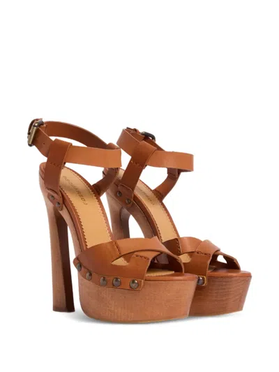 Dsquared2 Platform Sandals Open Toe Bondage Style In Brown