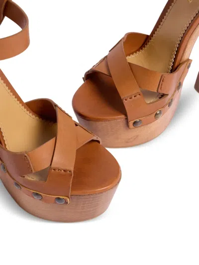 Dsquared2 Platform Sandals Open Toe Bondage Style In Brown