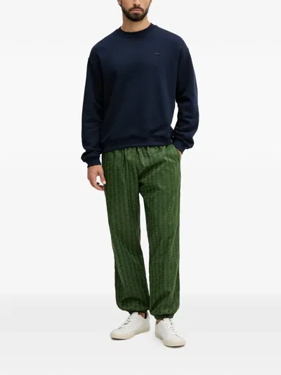 Lacoste Geometric-pattern Track Pants In Green