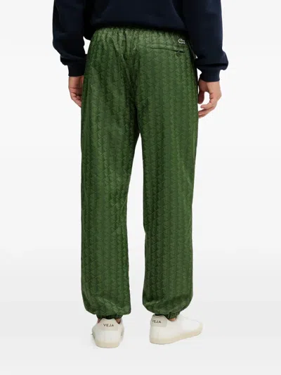 Lacoste Geometric-pattern Track Pants In Green