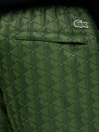 Lacoste Geometric-pattern Track Pants In Green