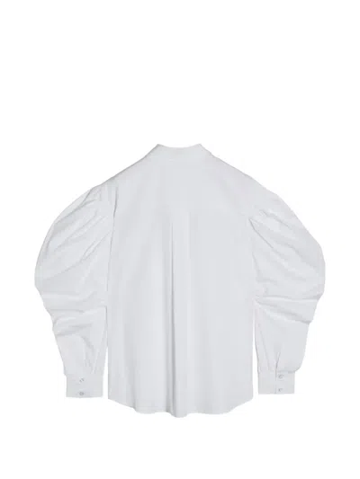 Simone Rocha Draped Sleeve Long-sleeved Top With Embroidered Pearl Collar In Red