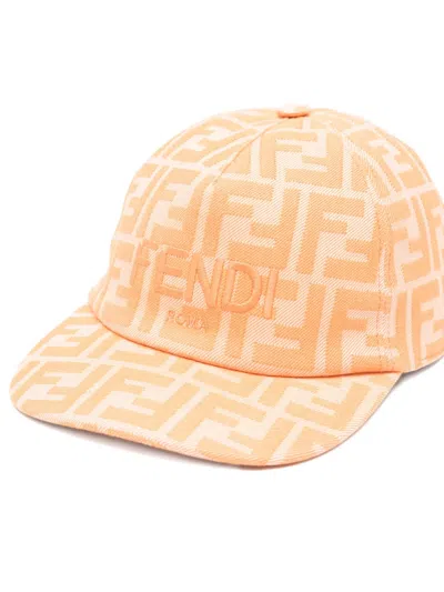 Fendi Logo-pattern Cap In Orange