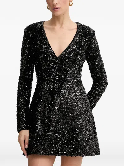 Bardot Eida Hourglass Sequin-embellishment V-neck Mini Dress In Black