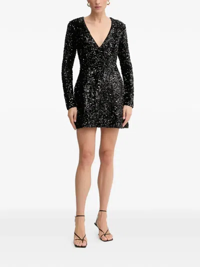 Bardot Eida Hourglass Sequin-embellishment V-neck Mini Dress In Black