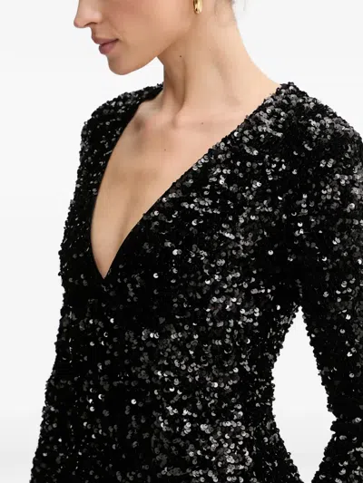 Bardot Eida Hourglass Sequin-embellishment V-neck Mini Dress In Black