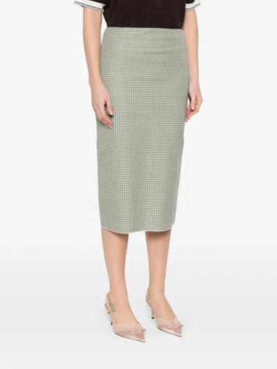 N°21 Check-pattern Skirt In Green
