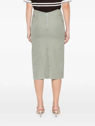 N°21 Check-pattern Skirt In Green