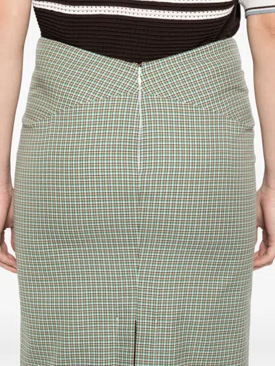N°21 Check-pattern Skirt In Green