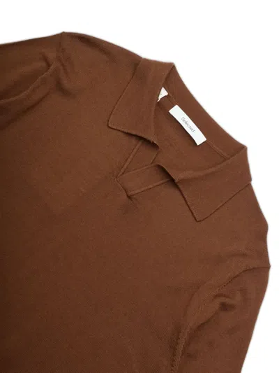 Selected Merino Wool Pullover In Brown