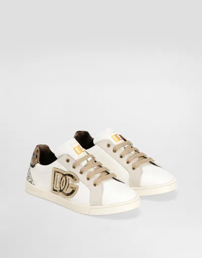 Dolce & Gabbana Logo-appliqué Animal-print Sneakers In Neutral