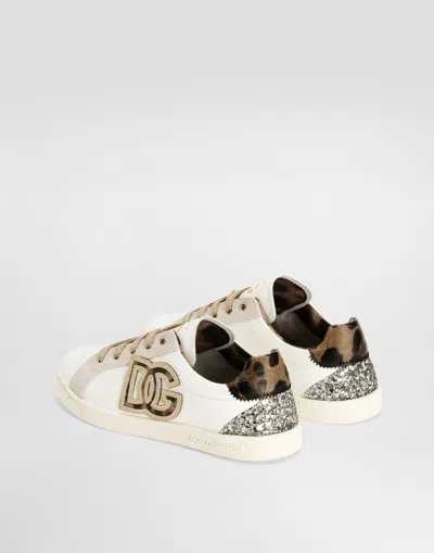 Dolce & Gabbana Logo-appliqué Animal-print Sneakers In Neutral